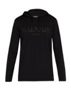 Matchesfashion.com Balmain - Logo Print Hooded Sweatshirt - Mens - Black