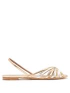 Matchesfashion.com Tabitha Simmons - Noel Metallic Leather Slingback Sandals - Womens - Silver Gold
