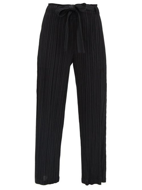 Matchesfashion.com Pleats Please Issey Miyake - Tie-front Technical-pleated Trousers - Womens - Black