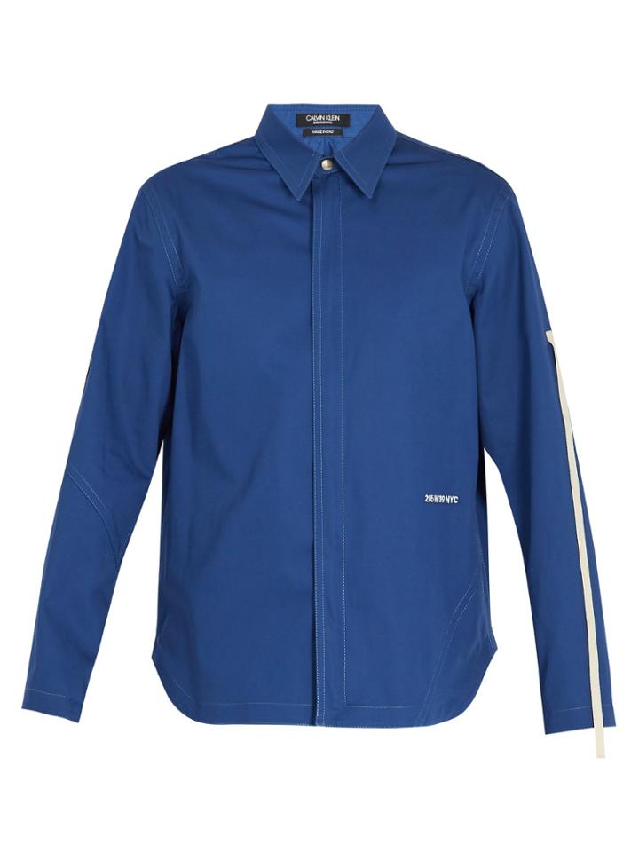 Calvin Klein 205w39nyc Point-collar Zip-through Cotton-twill Shirt