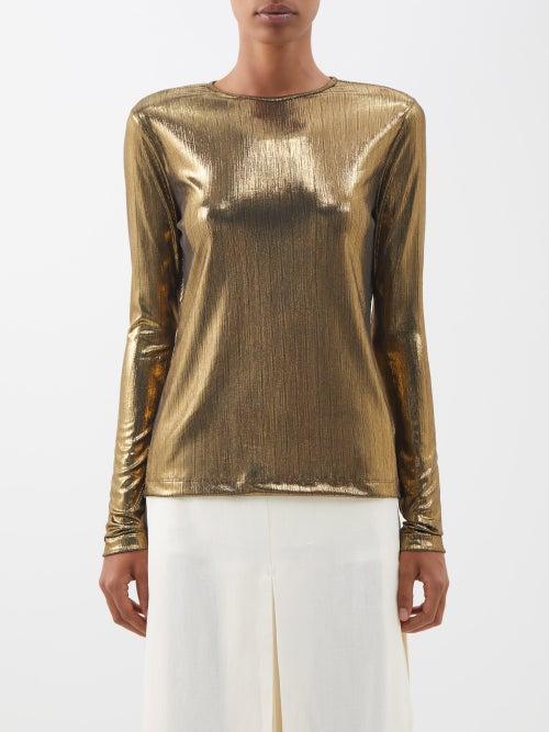 Zaid Affas - Laminated Ribbed Top - Womens - Gold
