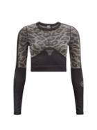 Matchesfashion.com Adidas By Stella Mccartney - Truepurpose Animal-jacquard Crop Top - Womens - Animal