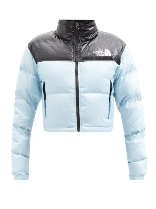 The North Face - Nuptse Cropped Quilted Down Jacket - Womens - Light Blue