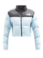 The North Face - Nuptse Cropped Quilted Down Jacket - Womens - Light Blue