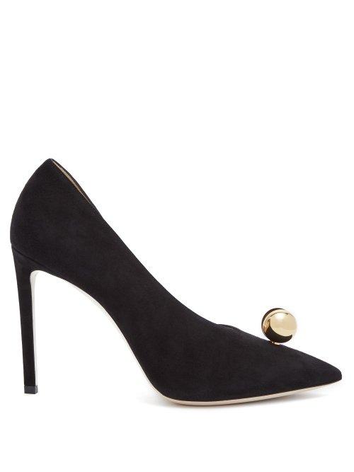 Matchesfashion.com Jimmy Choo - Sadira 100 Oyster Pearl Suede Pumps - Womens - Black