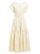 Matchesfashion.com Three Graces London - Blanche Smocked Cotton Dress - Womens - Cream