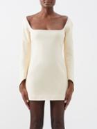 Khaite - Tate Square-neck Twill Mini Dress - Womens - Cream