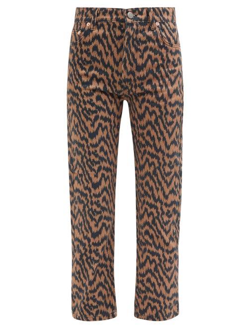 Raey - Tigerwood Print Cropped Jeans - Womens - Brown Multi