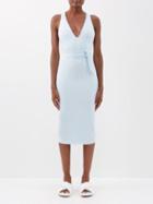 Le Ore - Lesina Crossover-strap Recycled-jersey Wrap Dress - Womens - Light Blue