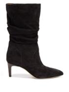 Matchesfashion.com Paris Texas - Crocodile-effect Heel Suede Boots - Womens - Black