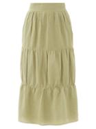 Matchesfashion.com Adriana Degreas - High-rise Tiered Voile Midi Skirt - Womens - Light Green