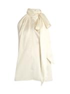 Saint Laurent Tie-neck Silk-satin Sleeveless Blouse