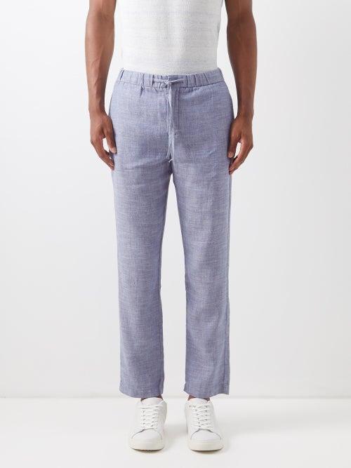 Frescobol Carioca - Oscar Drawstring-waist Linen-blend Trousers - Mens - Blue