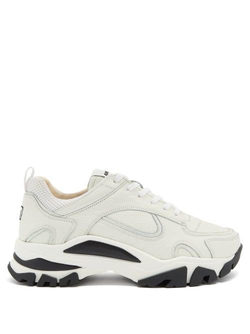 Matchesfashion.com Ami - Logo-embroidered Panelled Leather Trainers - Mens - White