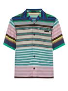 Matchesfashion.com Prada - Pongee Striped Bowling Shirt - Mens - Multi