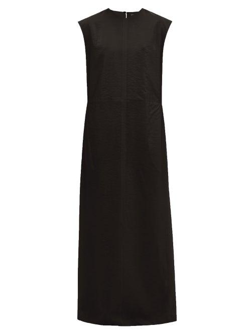 Matchesfashion.com Raey - High V Neck Double Layered Organza Shift Dress - Womens - Black