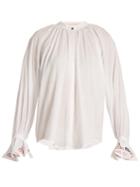Bliss And Mischief Cherry-embroidered Cotton-voile Shirt
