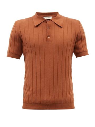 Giuliva Heritage - Tazio Ribbed Cotton Polo Shirt - Mens - Brown