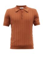 Giuliva Heritage - Tazio Ribbed Cotton Polo Shirt - Mens - Brown