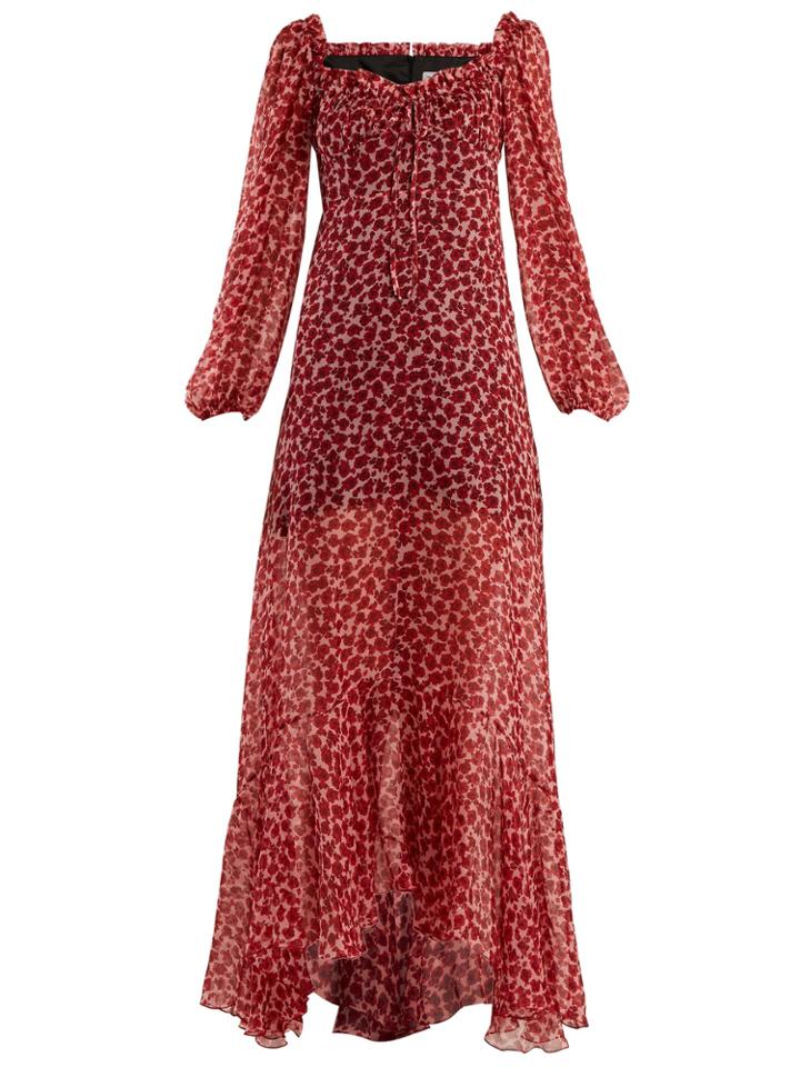 Raquel Diniz Alice Poppy-print Silk-chiffon Gown