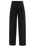 Ladies Rtw Raey - Wide-leg Wool-silk Blend Tapered Trousers - Womens - Black