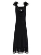 16arlington - Adwa Feather-trim Crepe Midi Dress - Womens - Black