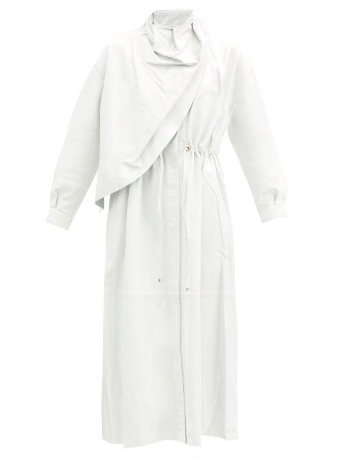 Matchesfashion.com Dodo Bar Or - Sitter Draped Leather Dress - Womens - White