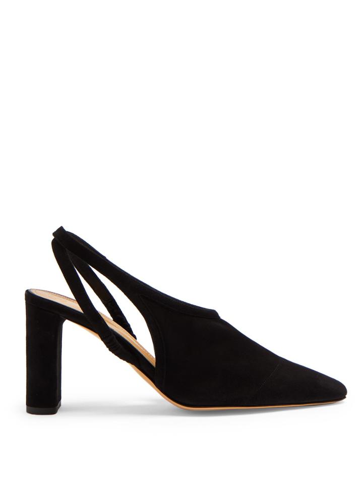 The Row Camil Slingback Suede Block-heel Pumps