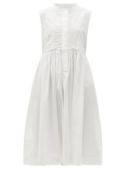 Matchesfashion.com Merlette - Maya Embroidered Cotton-poplin Midi Shirt Dress - Womens - White