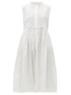 Matchesfashion.com Merlette - Maya Embroidered Cotton-poplin Midi Shirt Dress - Womens - White