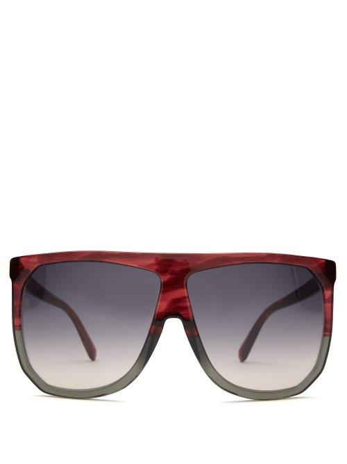 Matchesfashion.com Loewe - Filipa Flat Top Acetate Sunglasses - Womens - Red