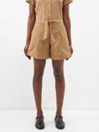 A.p.c. - Canberra Pleated Cotton-canvas Shorts - Womens - Brown