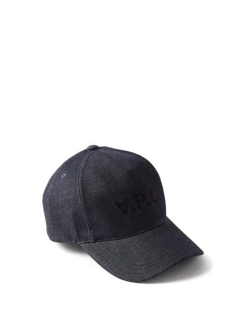 A.p.c. - Eden Flocked Logo-print Denim Cap - Mens - Indigo
