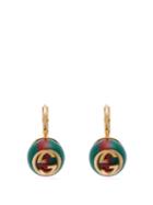 Matchesfashion.com Gucci - Gg Web Stripe Earrings - Womens - Green