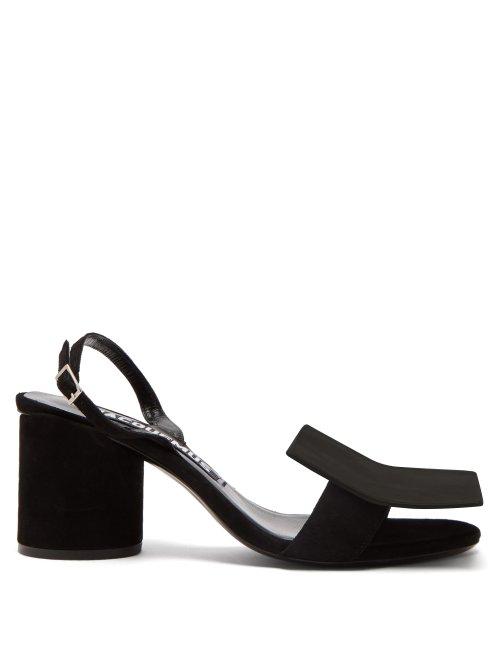 Matchesfashion.com Jacquemus - Les Rond Carr Block Heel Suede Sandals - Womens - Black