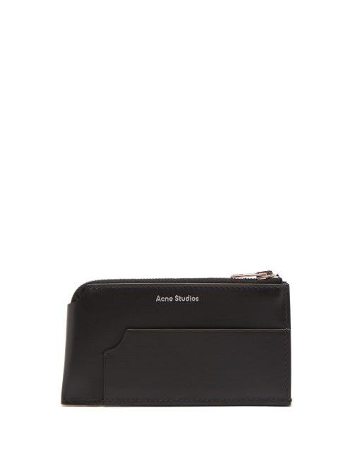 Acne Studios - Logo-stamped Leather Zipped Cardholder - Womens - Black