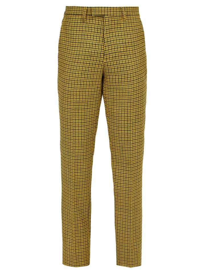 Raf Simons Slim-leg Houndstooth Wool Trousers