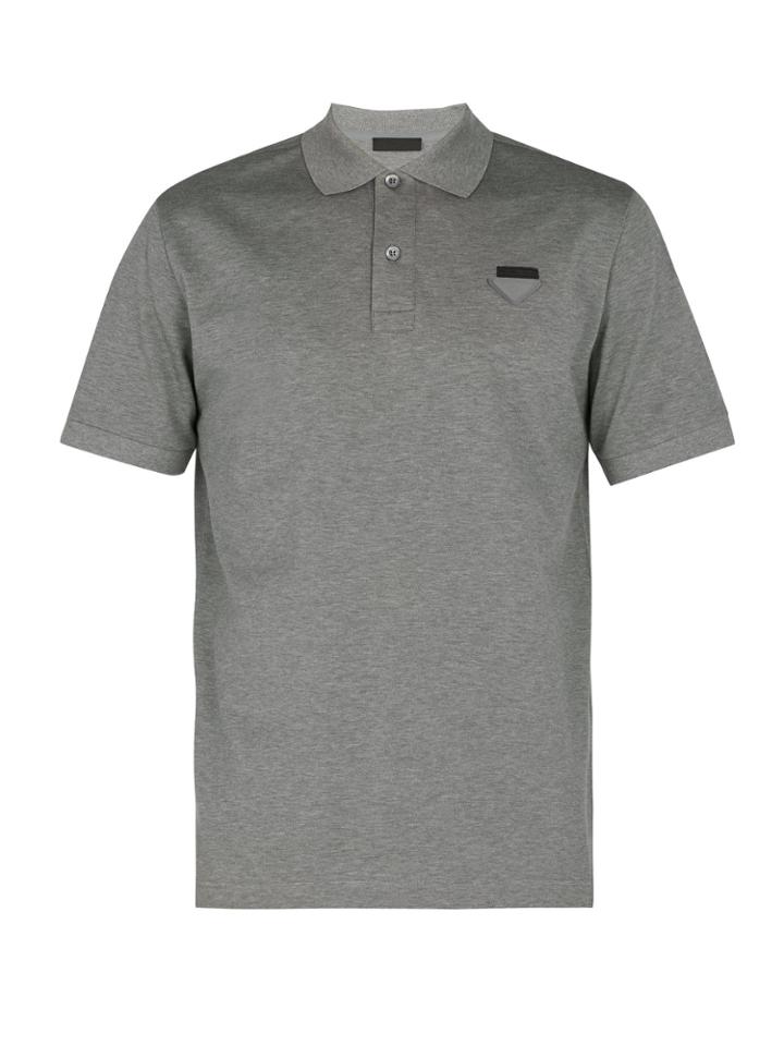 Prada Logo-appliqu Cotton-piqu Polo Shirt