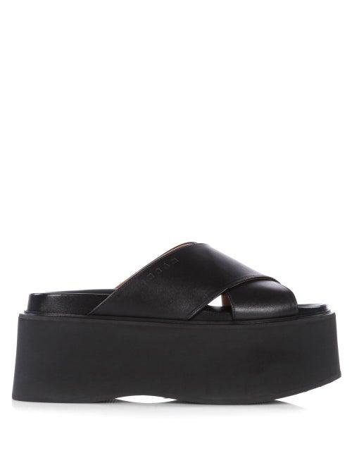 Matchesfashion.com Marni - Fussbett Leather & Neoprene Slingback Sandals - Womens - Black