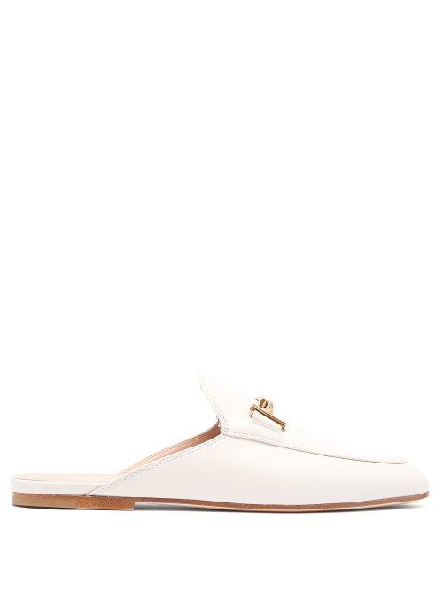 Matchesfashion.com Tod's - Double T Backless Leather Loafers - Womens - White