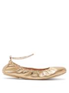 Matchesfashion.com Gianvito Rossi - Crystal-embellished Anklet-chain Leather Pumps - Womens - Gold