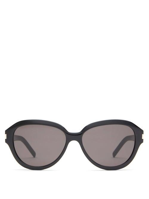Matchesfashion.com Saint Laurent - Round Acetate Sunglasses - Womens - Black