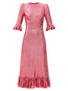 The Vampire's Wife - The Falconetti Ruffled Metallic Silk-blend Dress - Womens - Pink