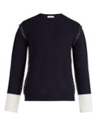 Valentino Contrast Cuff Wool And Cashmere Knit Sweater