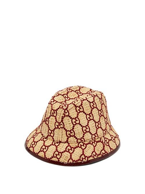 Matchesfashion.com Gucci - Snakeskin Trimmed Gg Embroidered Raffia Fedora - Womens - Burgundy