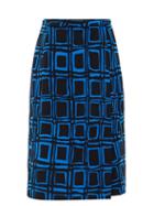 Matchesfashion.com Marni - Cubic-print Cotton-blend Midi Skirt - Womens - Blue Multi