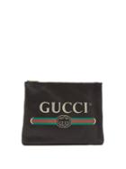 Matchesfashion.com Gucci - Logo Print Medium Leather Pouch - Mens - Black