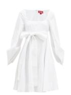 Matchesfashion.com Staud - Isabella Square-neck Cotton-blend Mini Dress - Womens - White