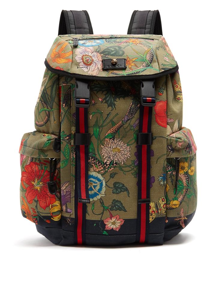 Gucci Floral Snake Print Backpack