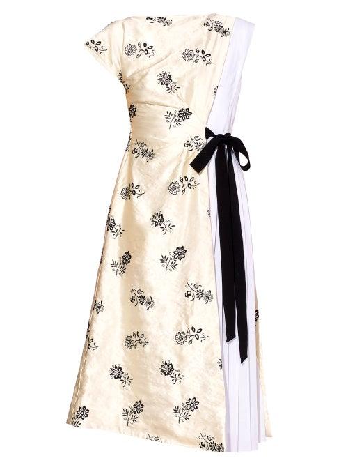 Matchesfashion.com Erdem - Herbert Asymmetric Floral-embroidered Satin Dress - Womens - Ivory Multi